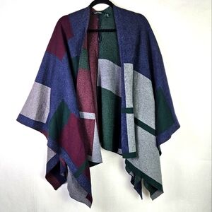 Lauren Ralph Lauren Color Block/Plaid Oversized Boxy Poncho Size S/M